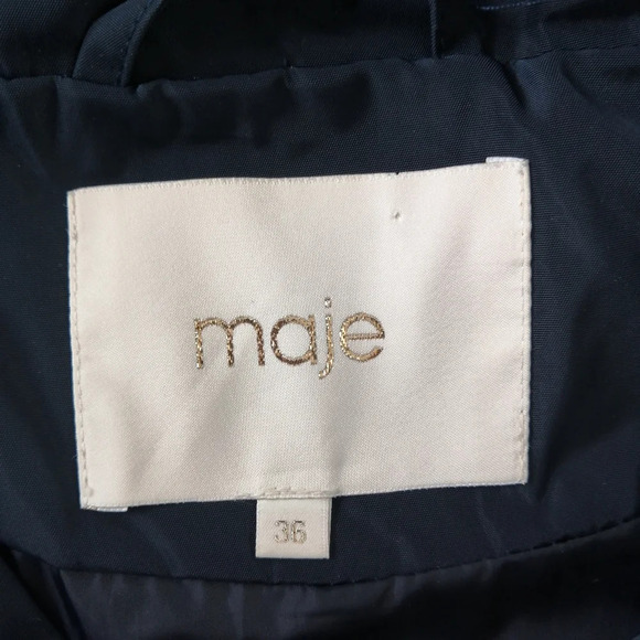 Maje Blima Colour Blocked Love Logo-Print Windproof Navy Zip Jacket 36 or Small - Picture 12 of 16